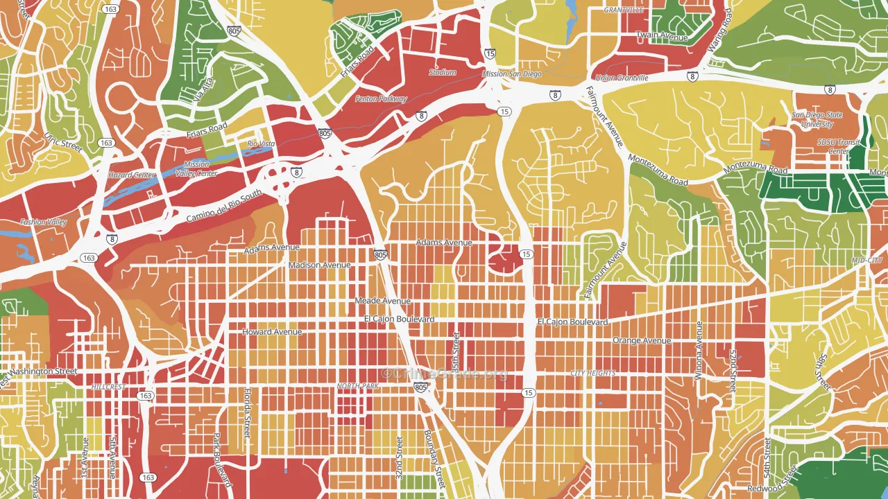 Normal Heights, San Diego, CA Map of Assault Rates