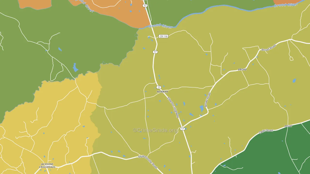 Norman, GA Map of Assault Rates