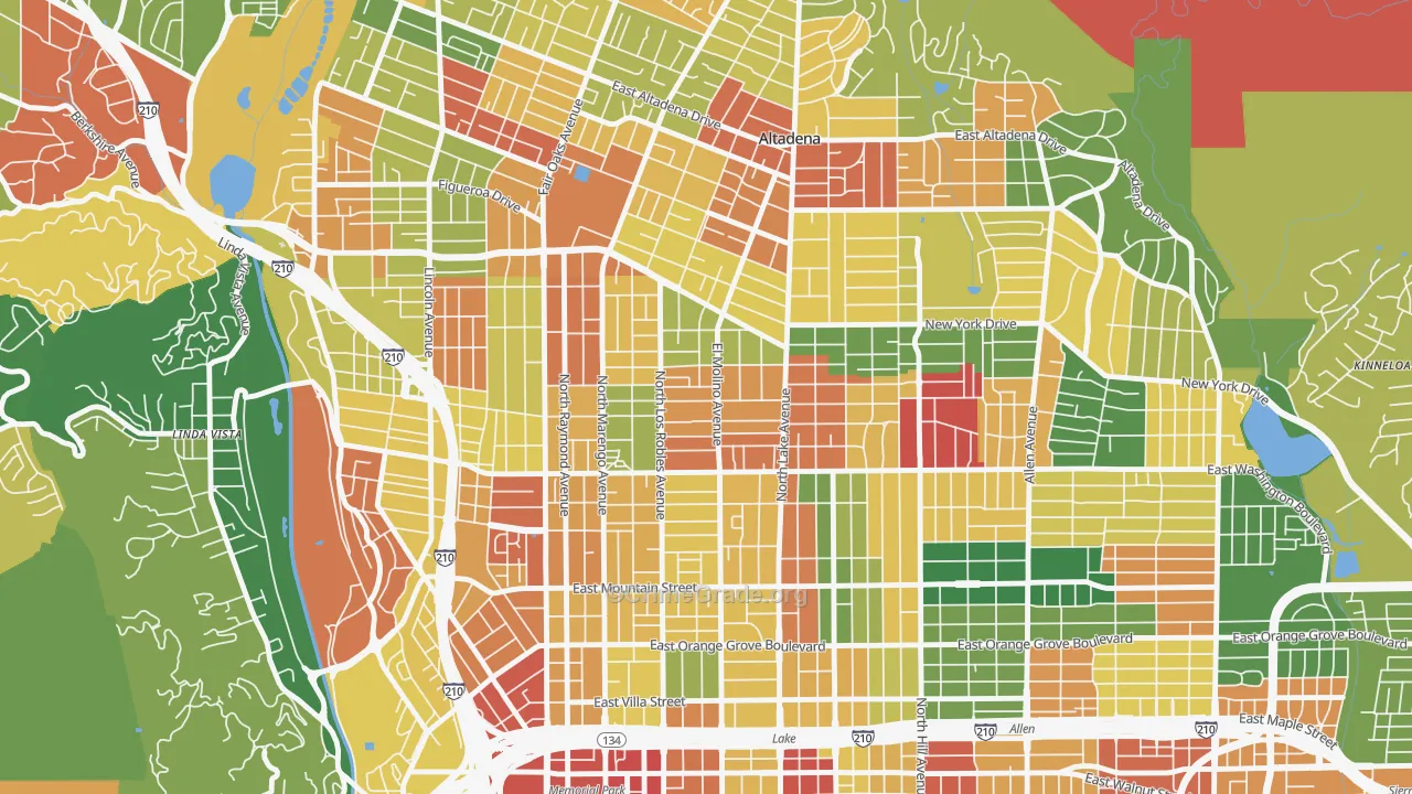 Normandie Heights, Pasadena, CA Map of Assault Rates