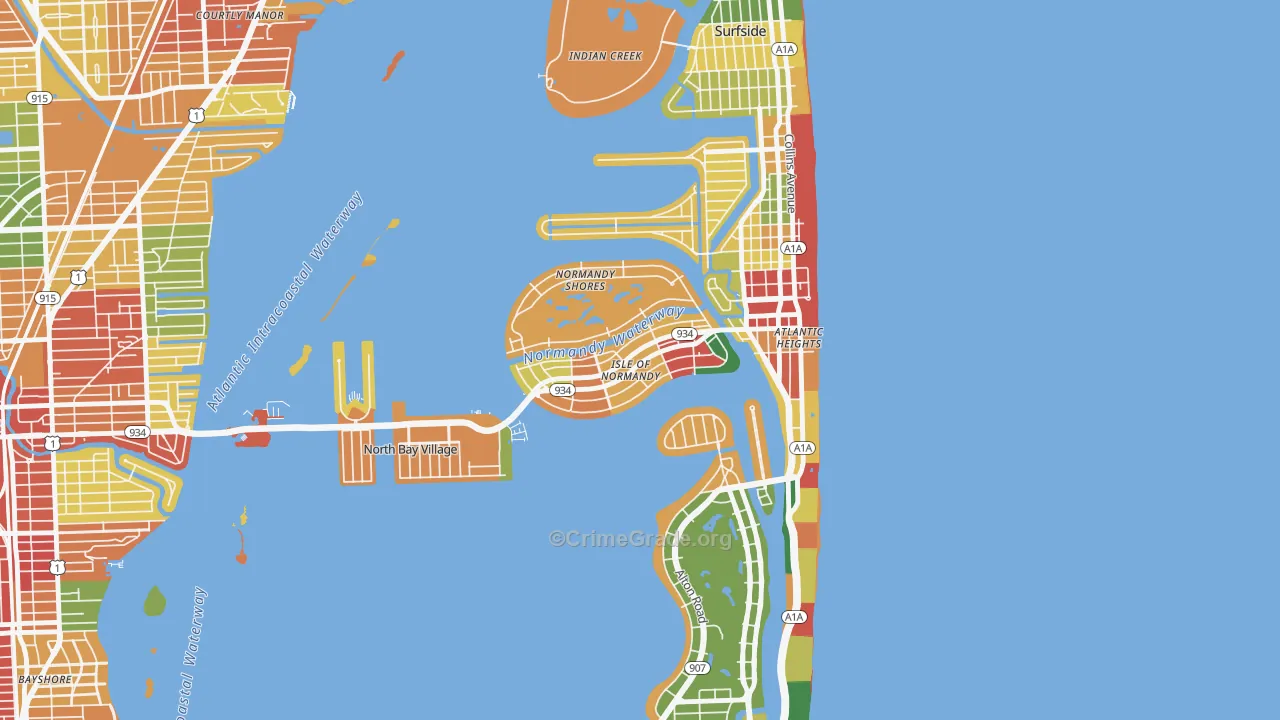 Normandy Isles, North Bay Village, FL Map of Assault Rates
