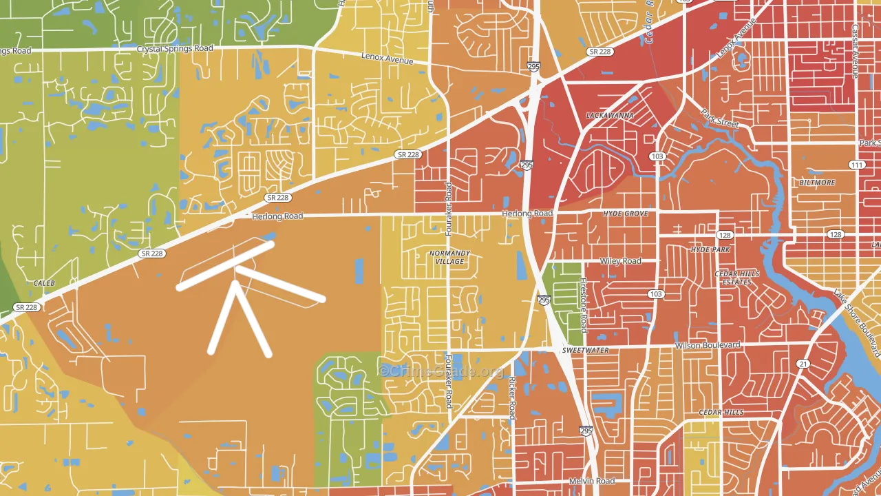 Normandy Manor, Jacksonville, FL Map of Assault Rates