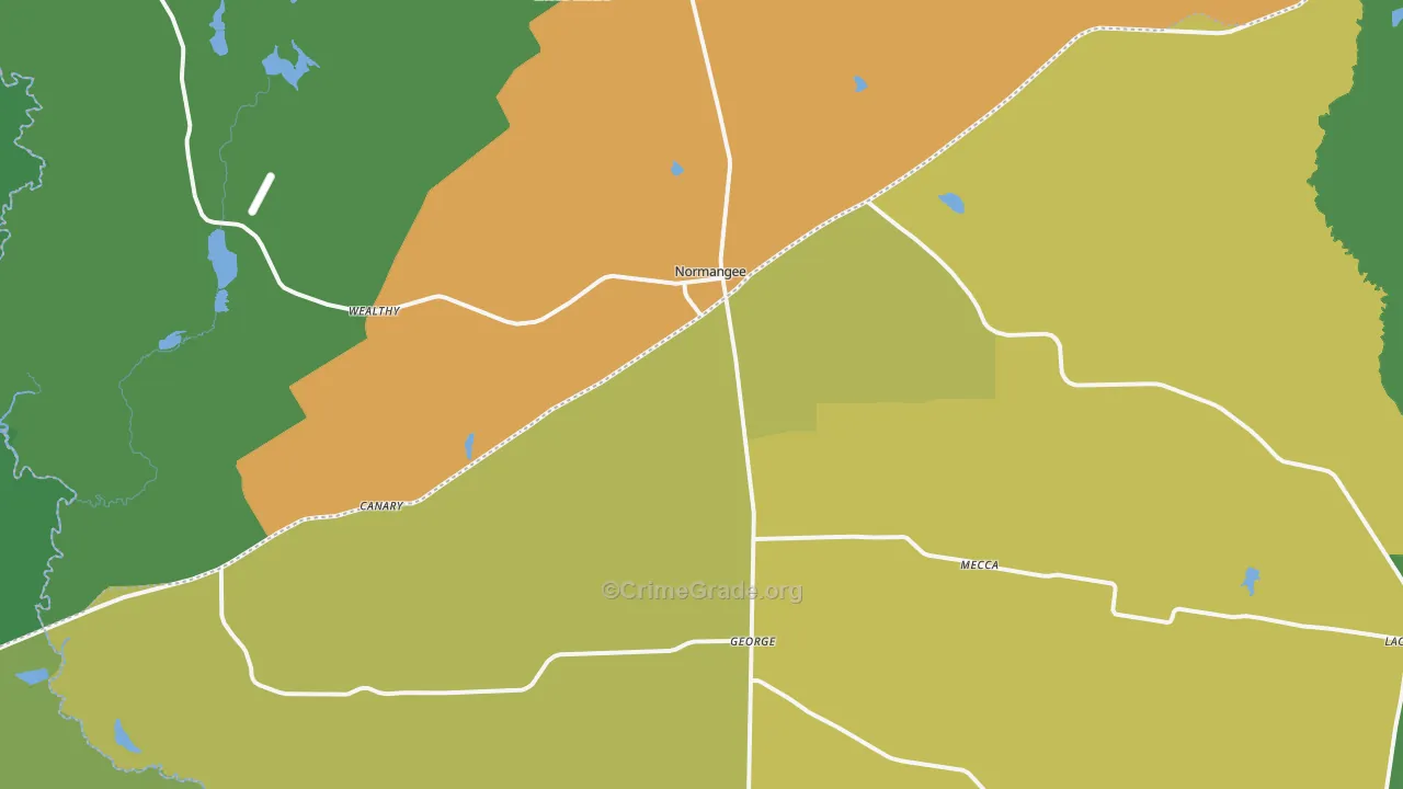 Normangee, TX Map of Assault Rates