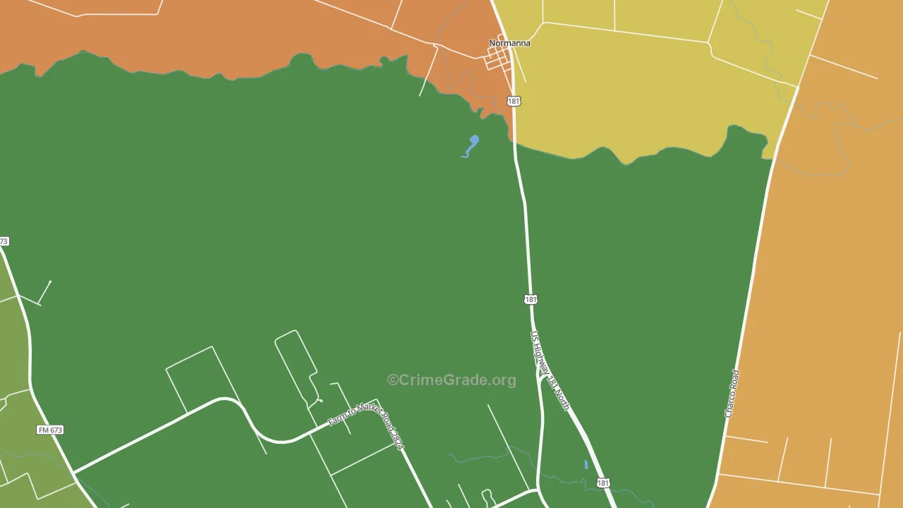 Normanna, TX Map of Assault Rates