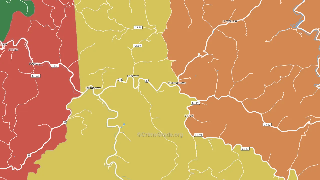 Normantown, WV Map of Assault Rates