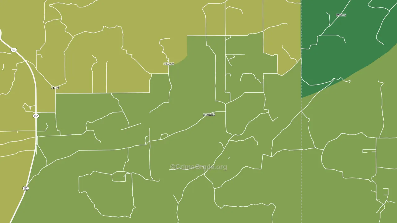 Norris, OK Map of Assault Rates