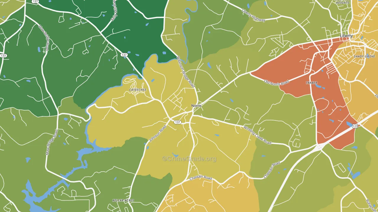 Norris, SC Map of Assault Rates