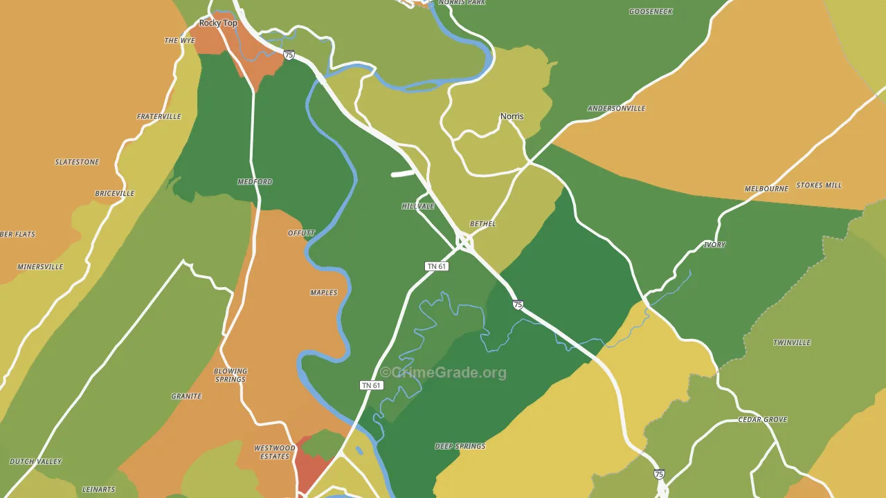 Norris, TN Map of Assault Rates