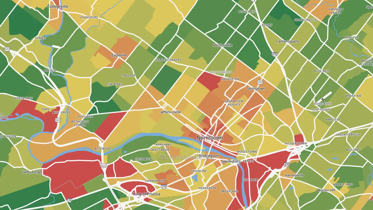 Norristown, PA Map of Assault Rates