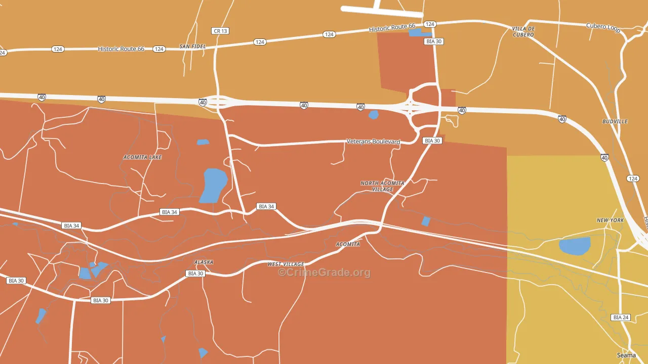 North Acomita Village, NM Map of Assault Rates