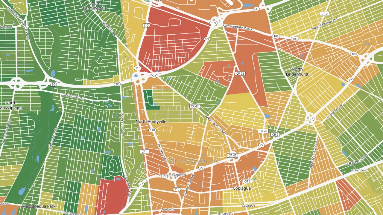 North Amityville, NY Map of Assault Rates