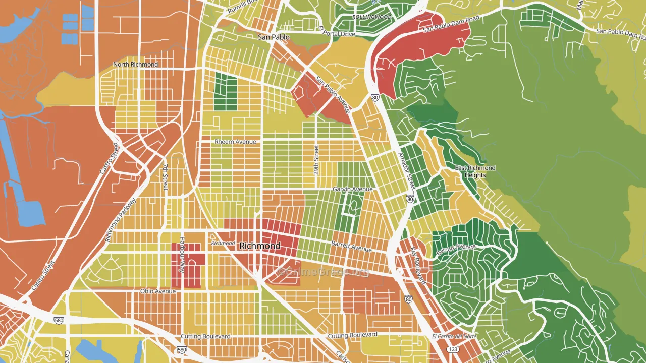 North and East, Richmond, CA Map of Assault Rates