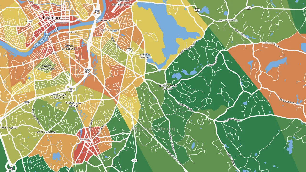 North Andover, MA Map of Assault Rates