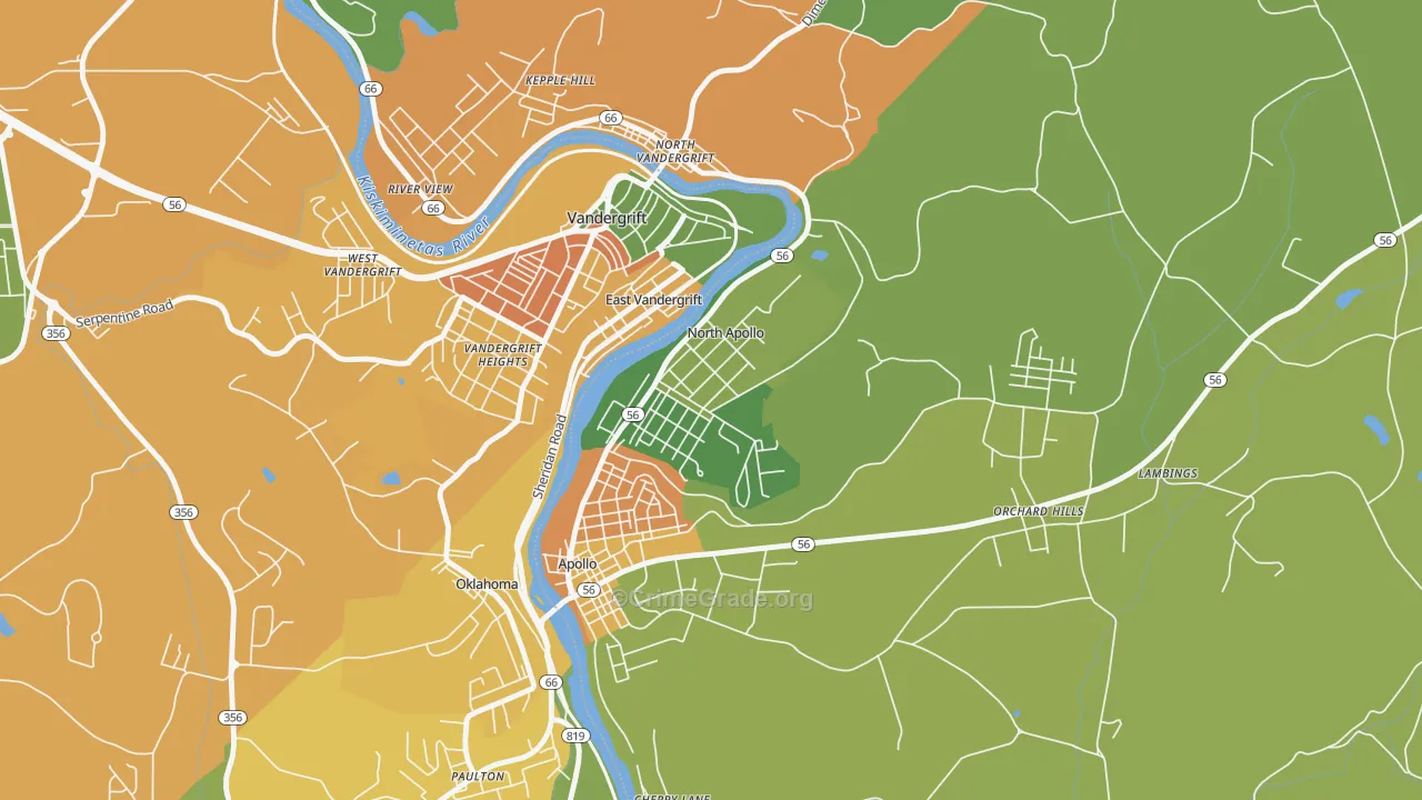 North Apollo, PA Map of Assault Rates