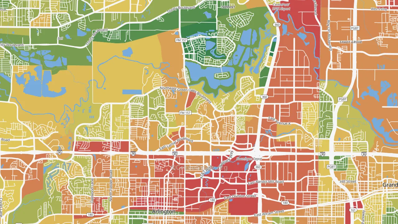 North Arlington, Arlington, TX Map of Assault Rates