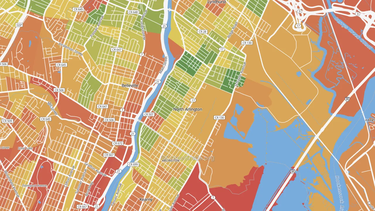 North Arlington, NJ Map of Assault Rates