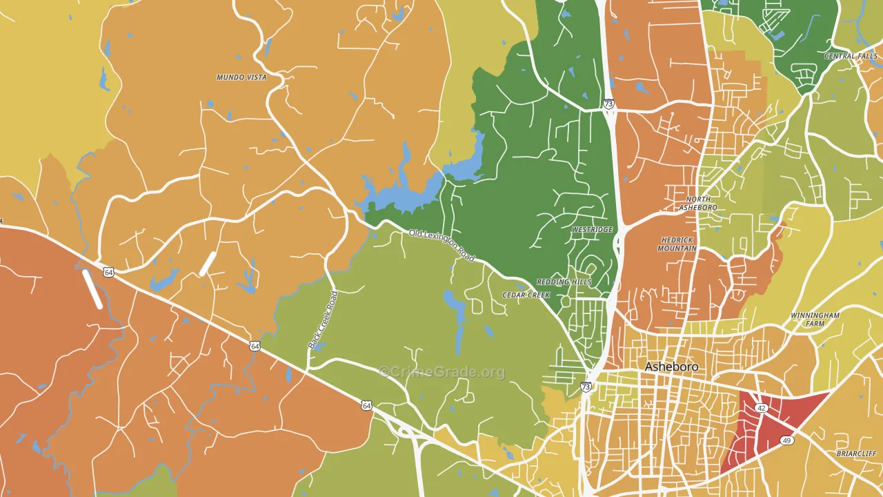 North Asheboro, NC Map of Assault Rates