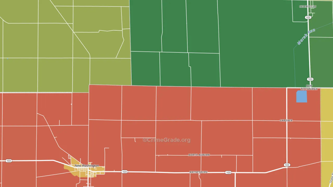 North Auburn, OH Map of Assault Rates