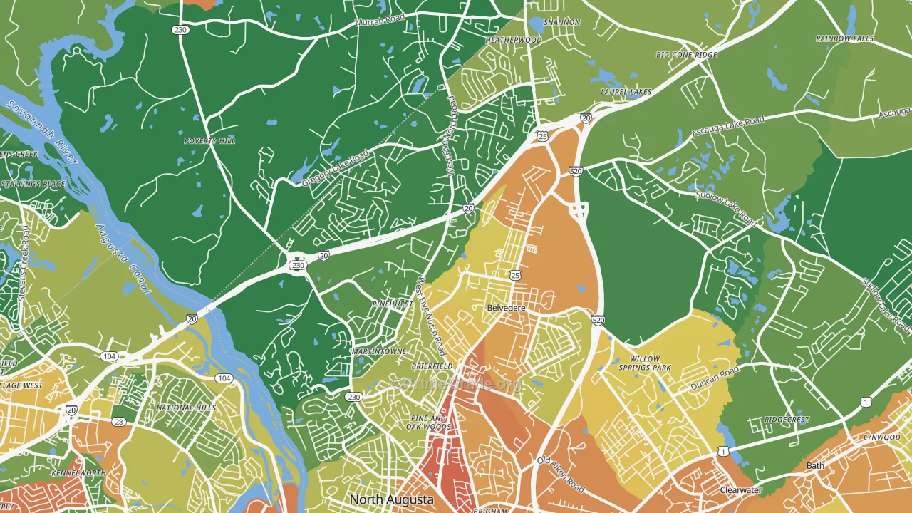 North Augusta, SC Map of Assault Rates