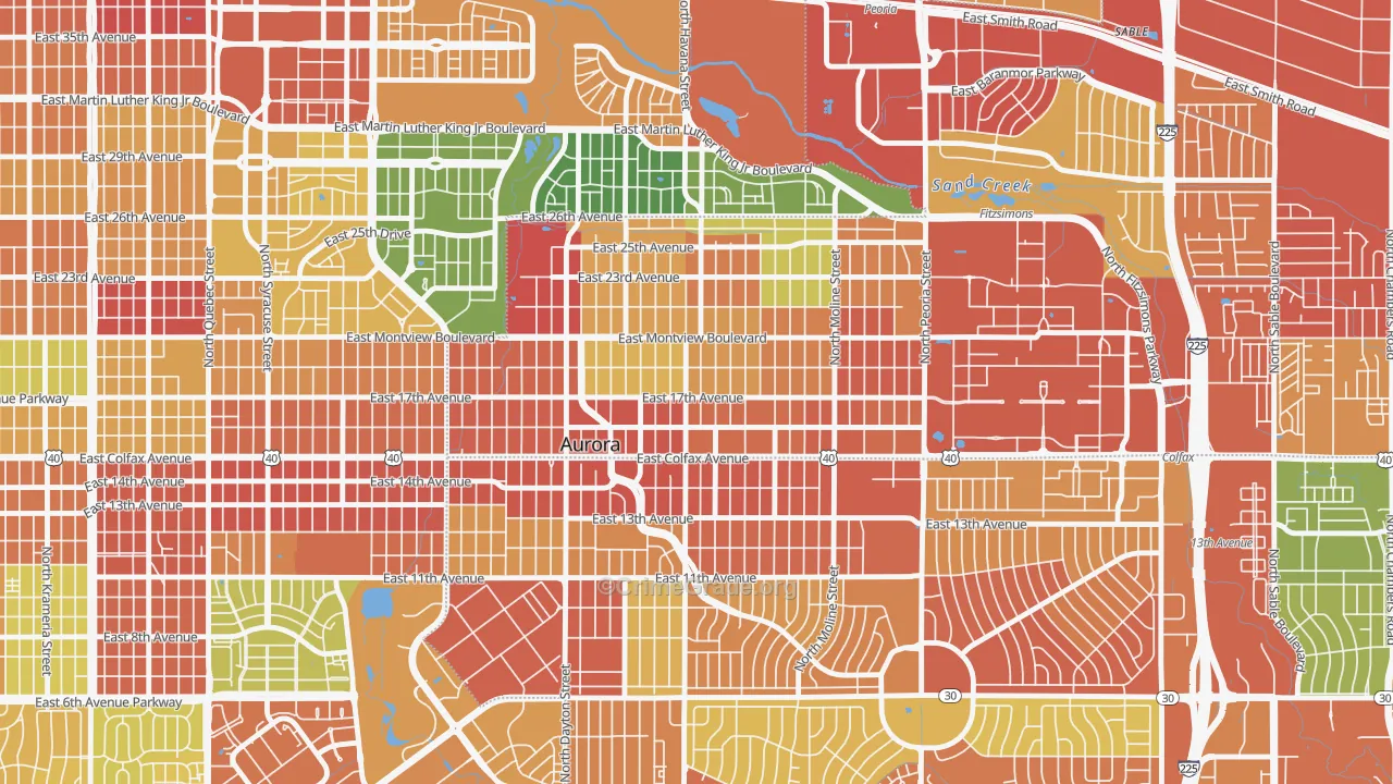 North Aurora, Aurora, CO Map of Assault Rates