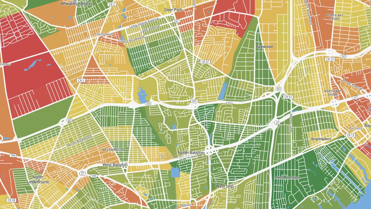 North Babylon, NY Map of Assault Rates