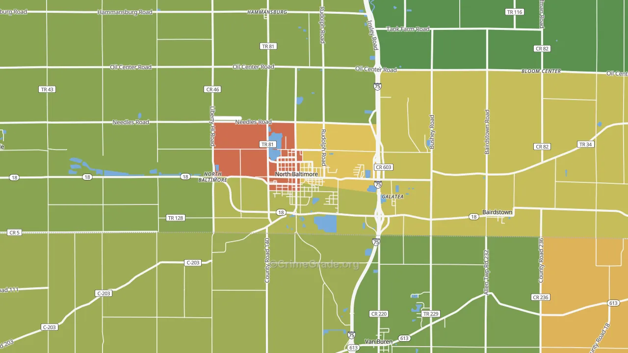 North Baltimore, OH Map of Assault Rates