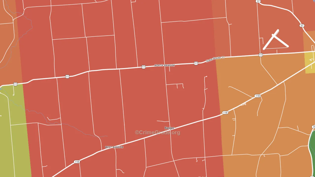 North Bangor, NY Map of Assault Rates