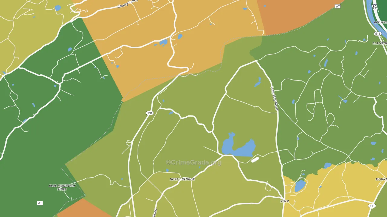 North Bangor, PA Map of Assault Rates