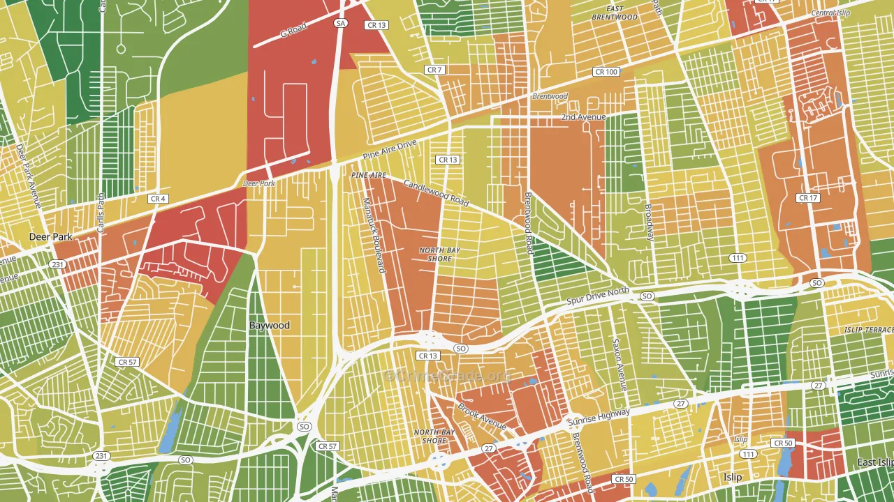 North Bay Shore, NY Map of Assault Rates