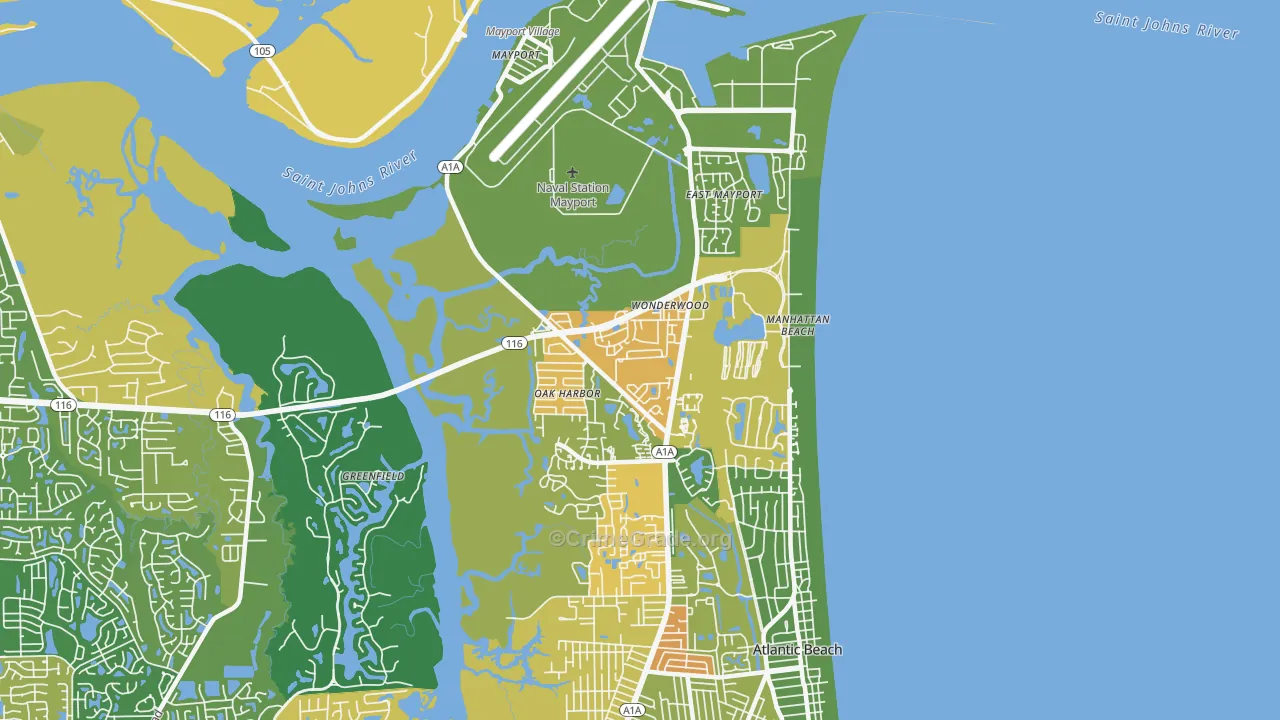 North Beach, Atlantic Beach, FL Map of Assault Rates
