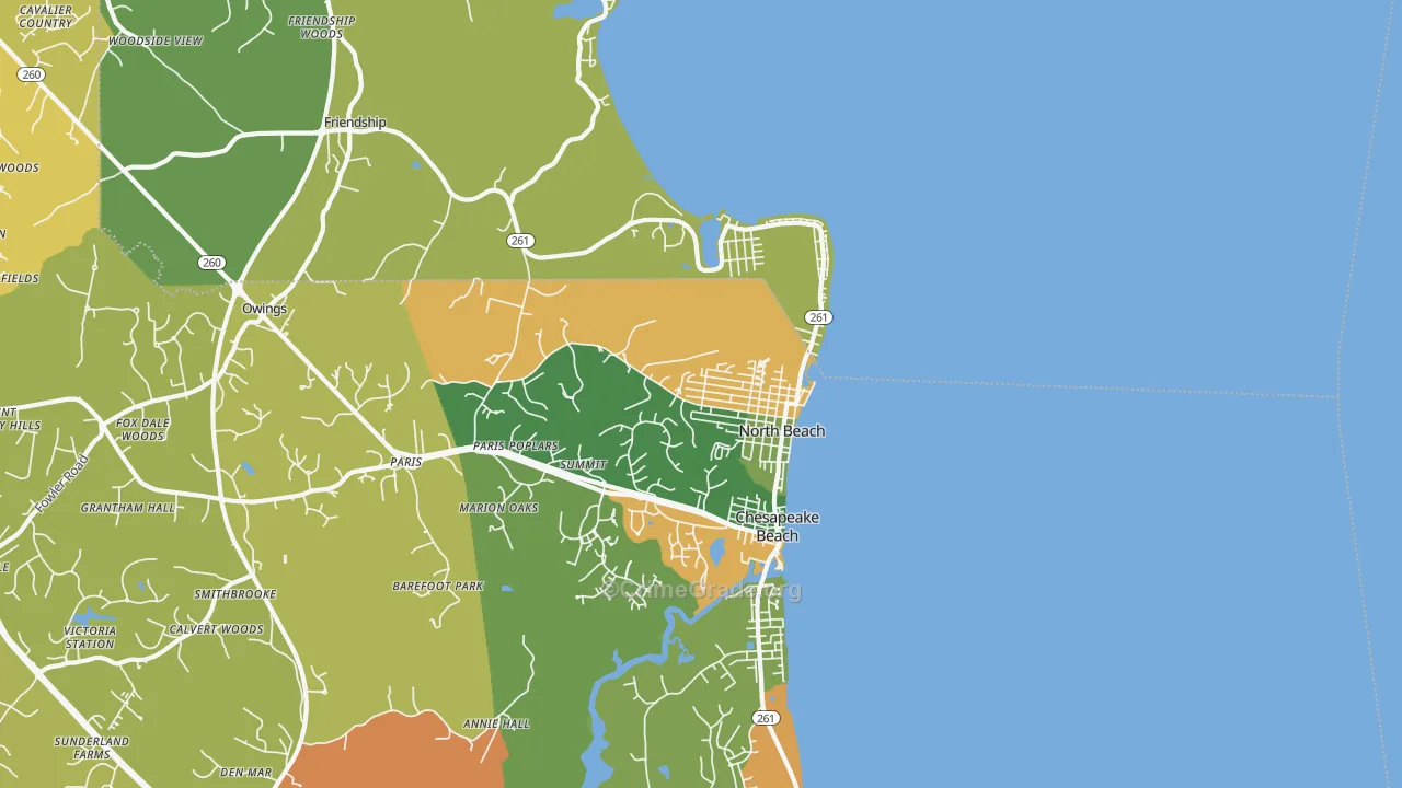 North Beach, MD Map of Assault Rates