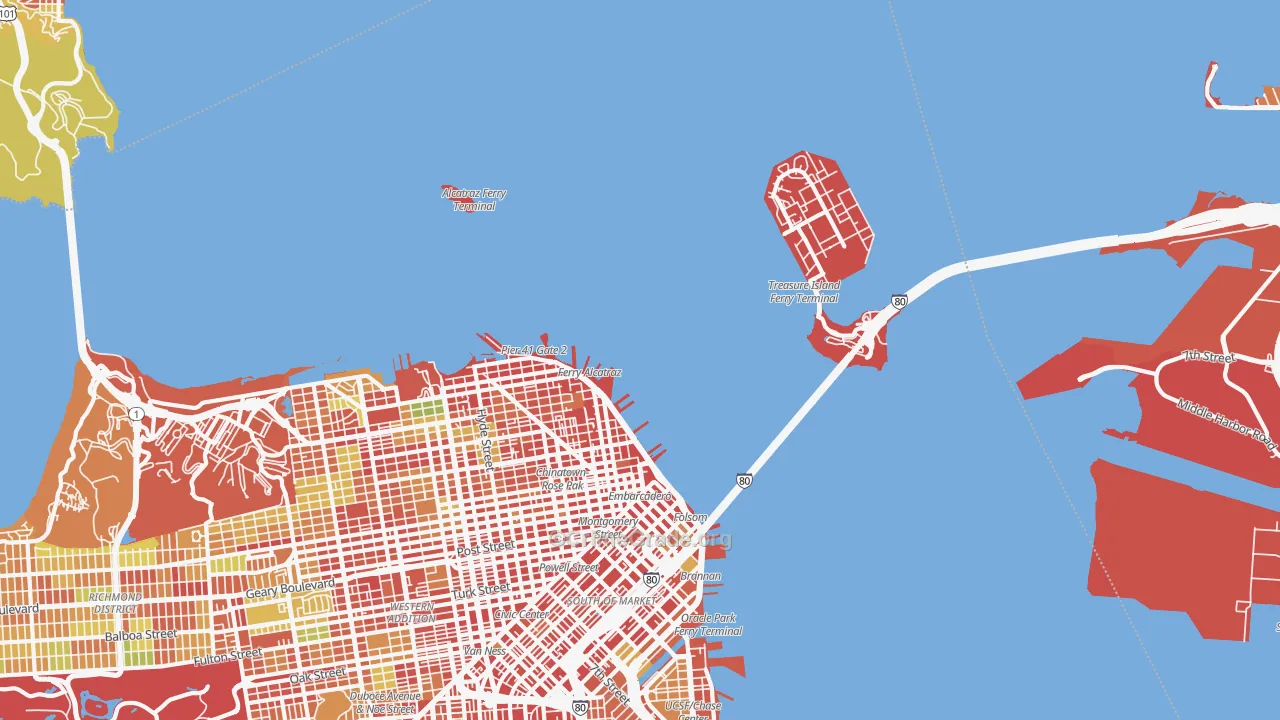 North Beach, San Francisco, CA Map of Assault Rates