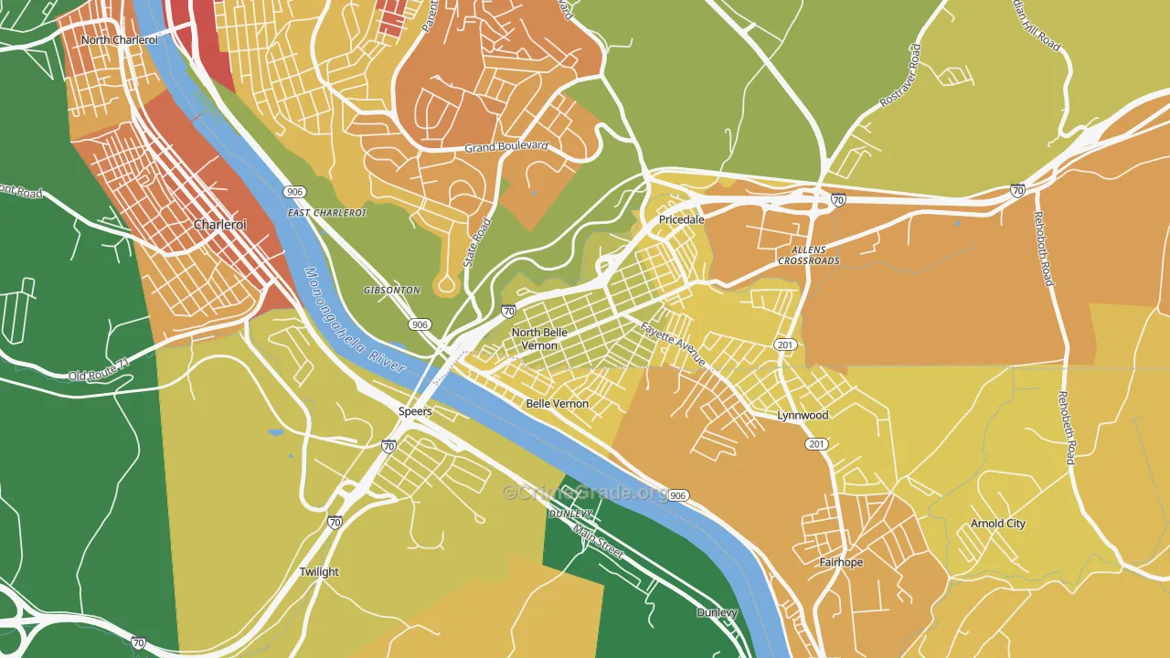 North Belle Vernon, PA Map of Assault Rates