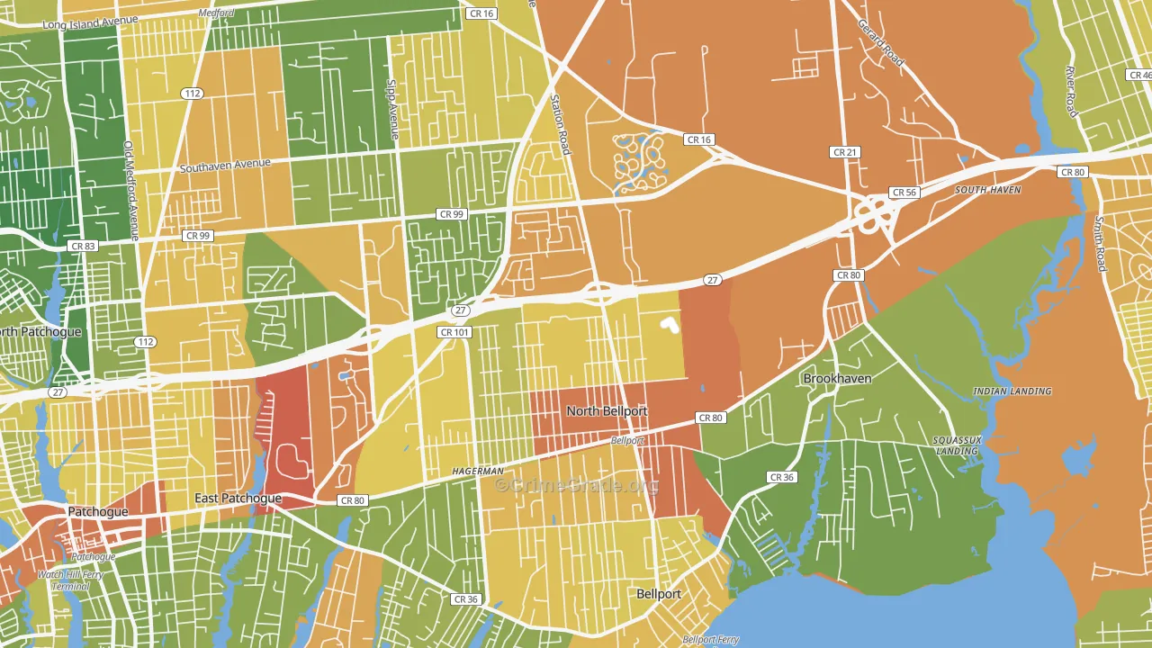 North Bellport, NY Map of Assault Rates