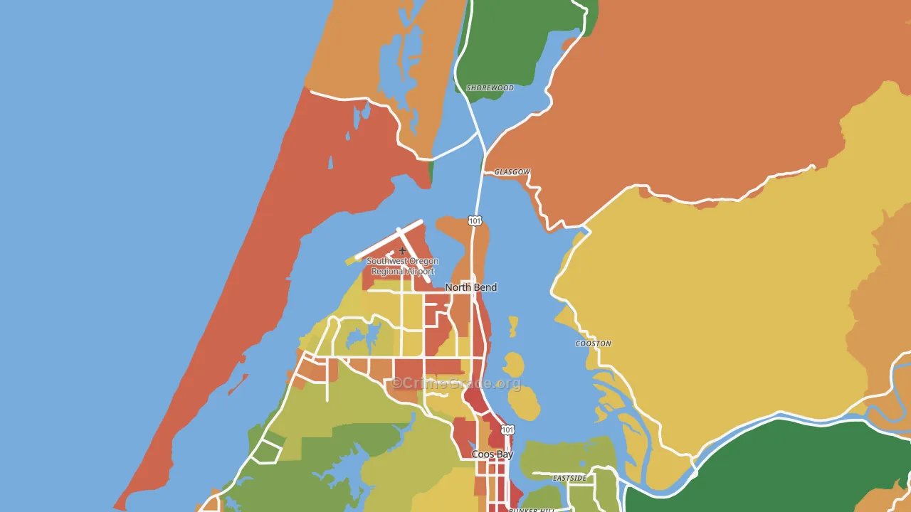 North Bend, OR Map of Assault Rates