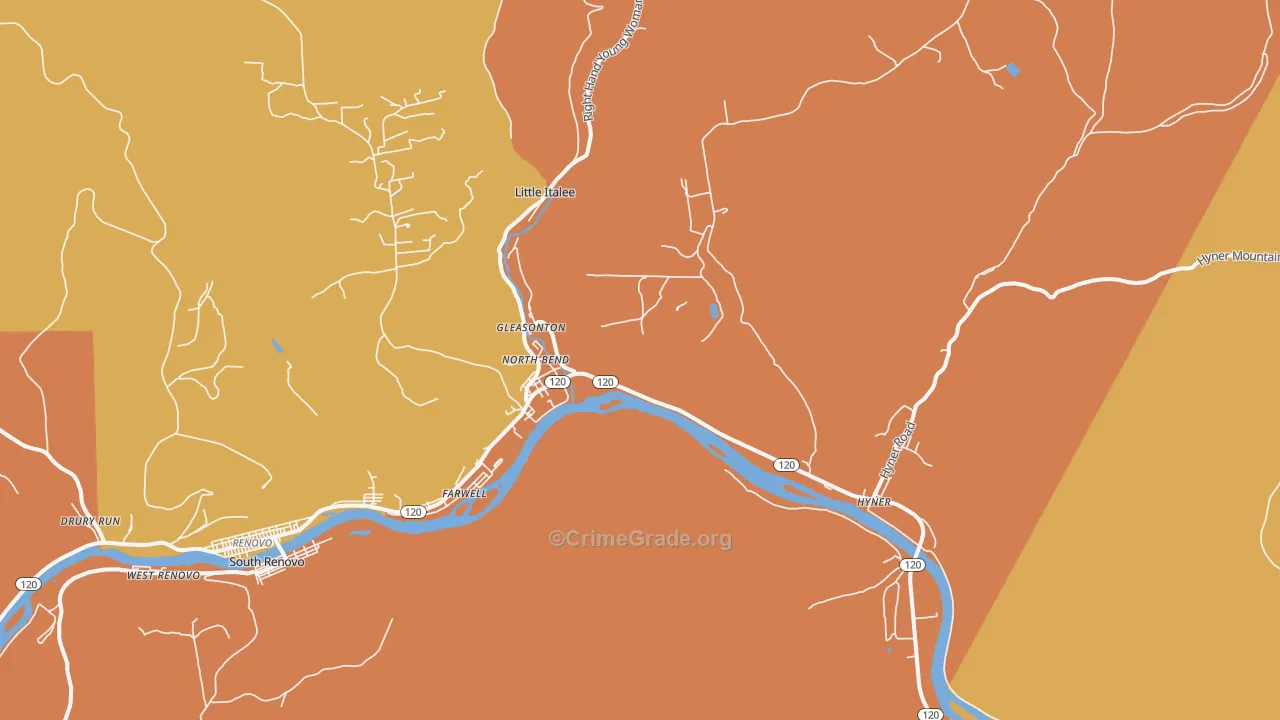 North Bend, PA Map of Assault Rates