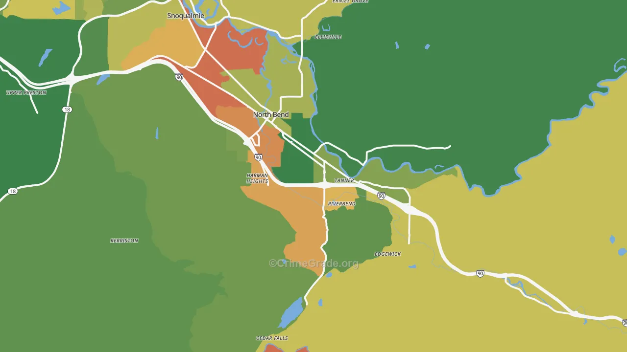 North Bend, WA Map of Assault Rates