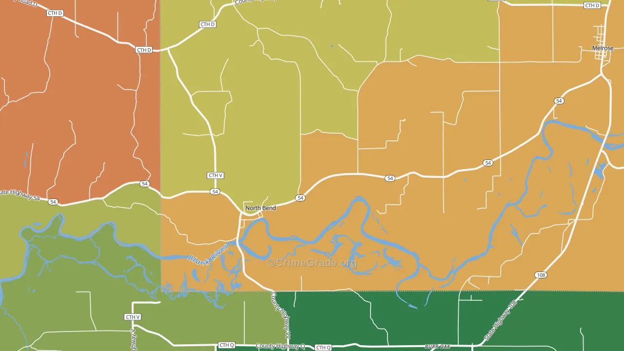 North Bend, WI Map of Assault Rates