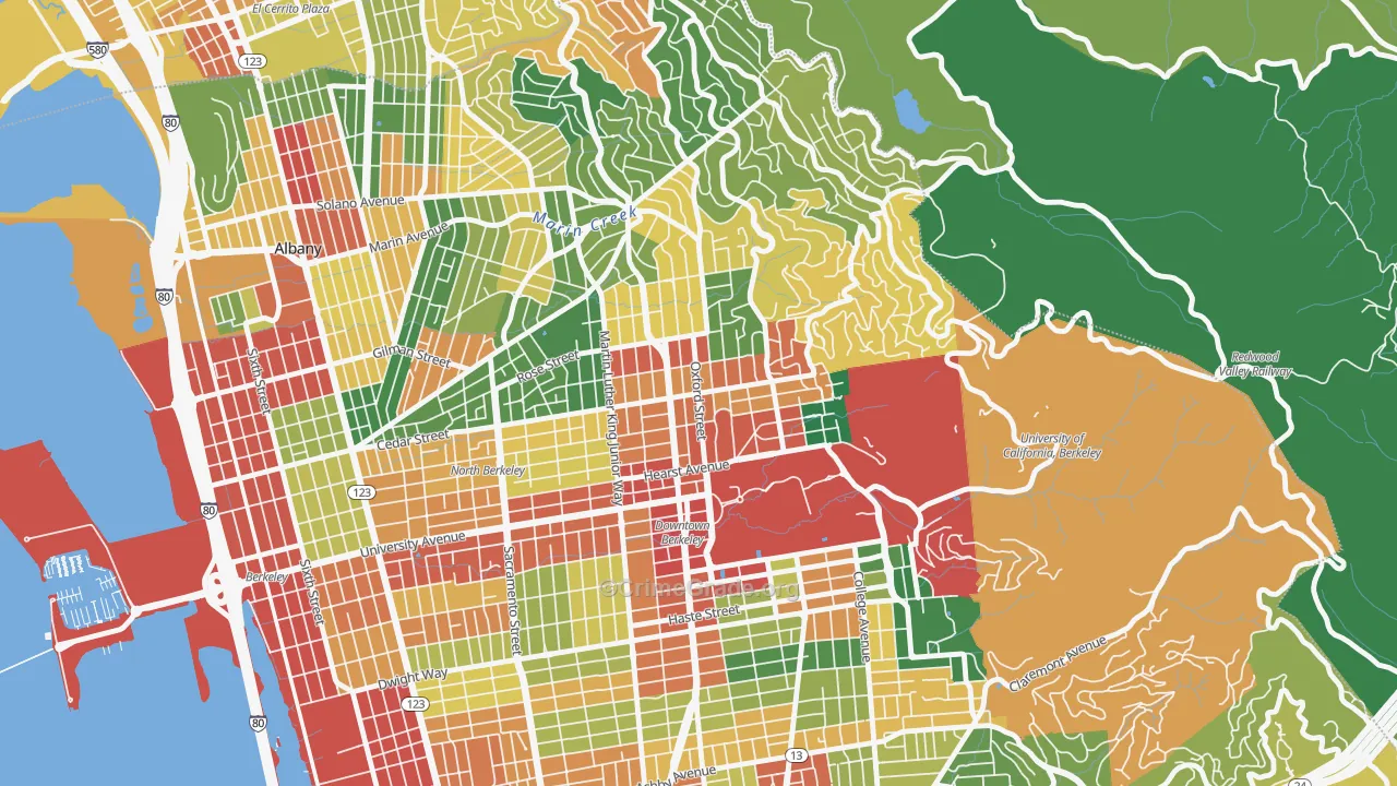 North Berkeley, Berkeley, CA Map of Assault Rates