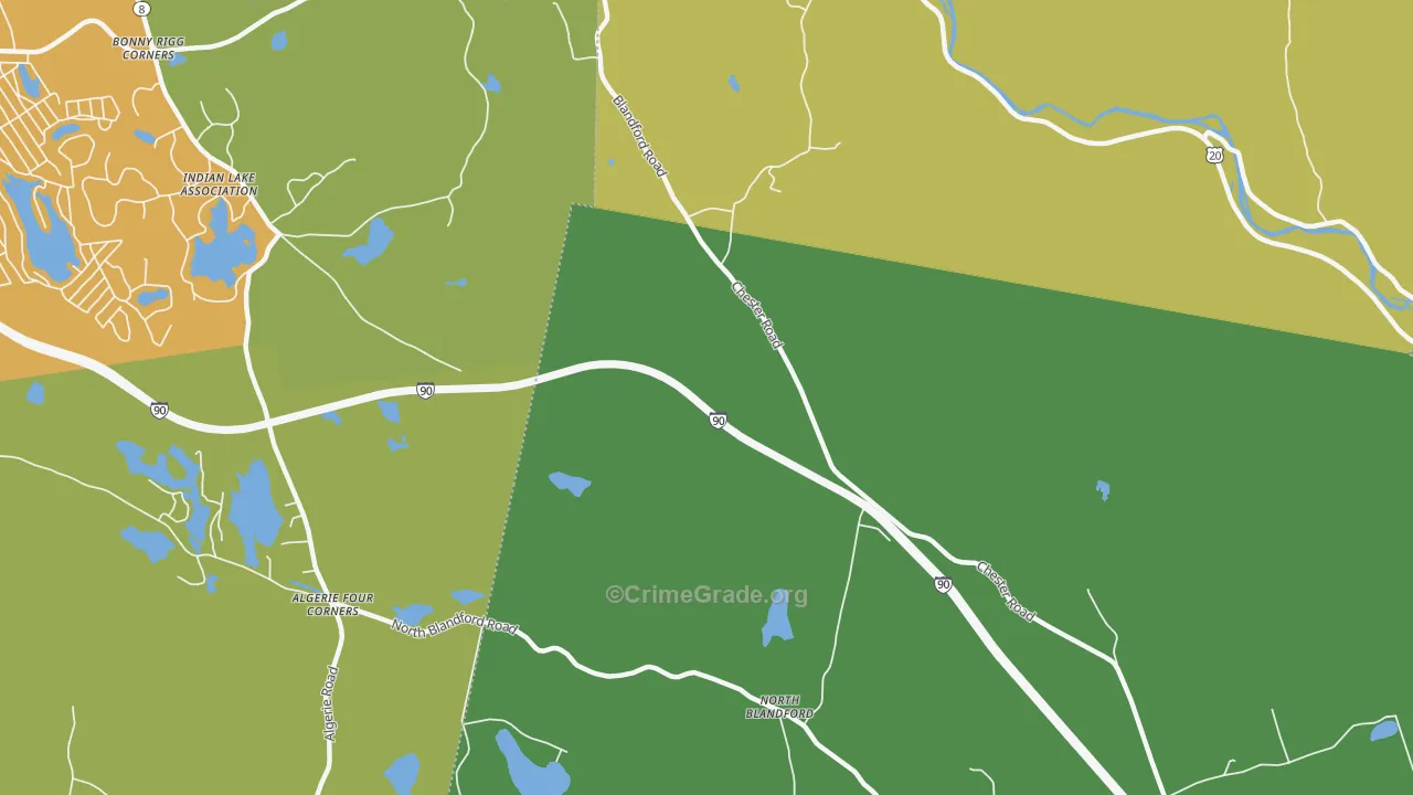 North Blandford, MA Map of Assault Rates