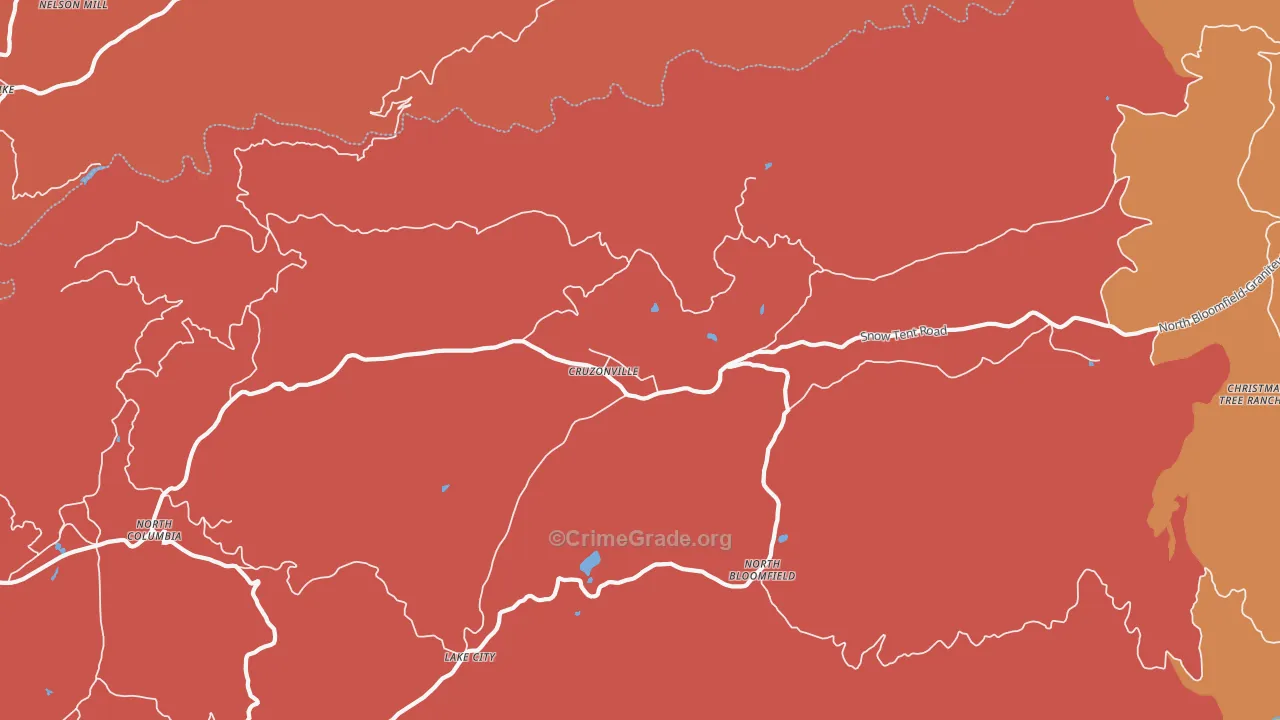 North Bloomfield, CA Map of Assault Rates