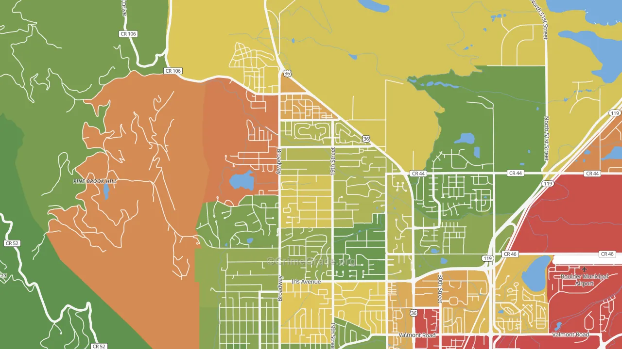 North Boulder, Boulder, CO Map of Assault Rates