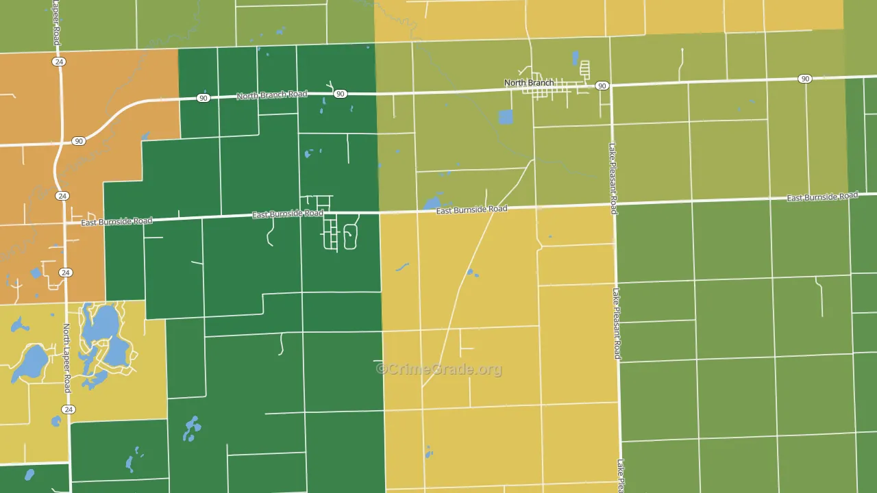 North Branch, MI Map of Assault Rates