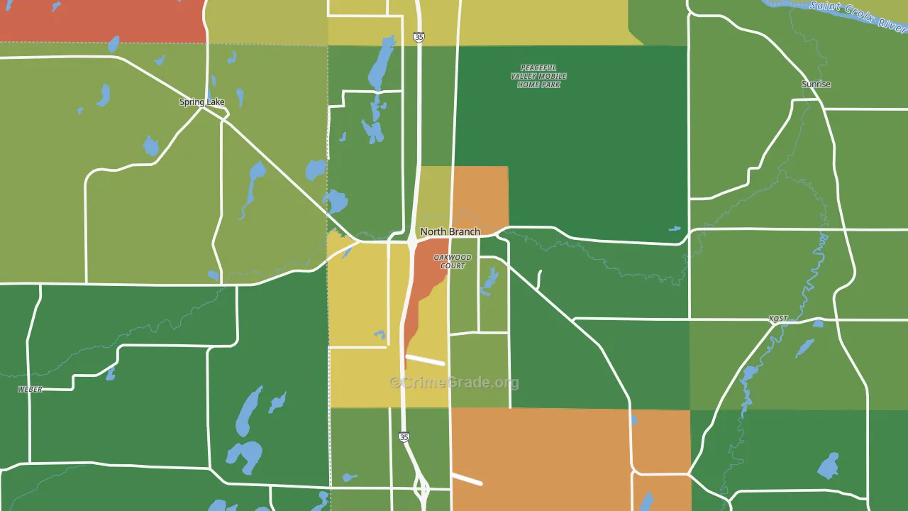 North Branch, MN Map of Assault Rates