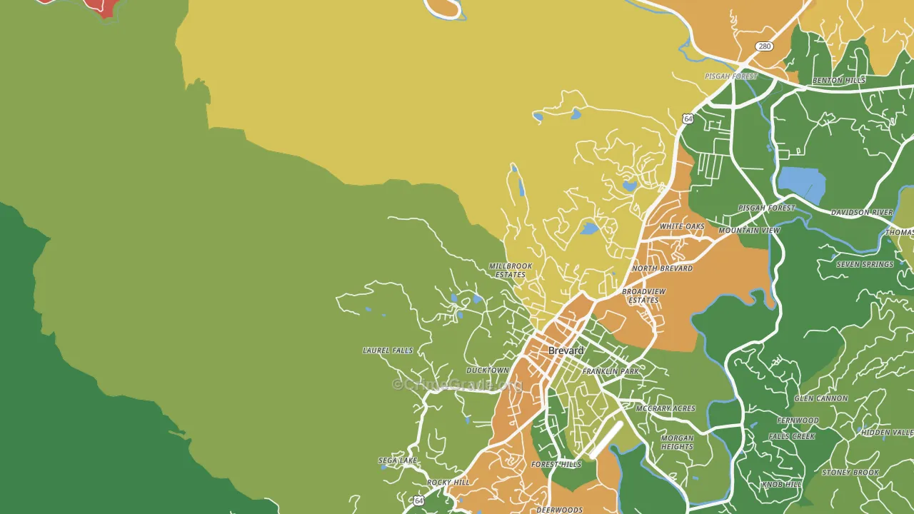 North Brevard, NC Map of Assault Rates