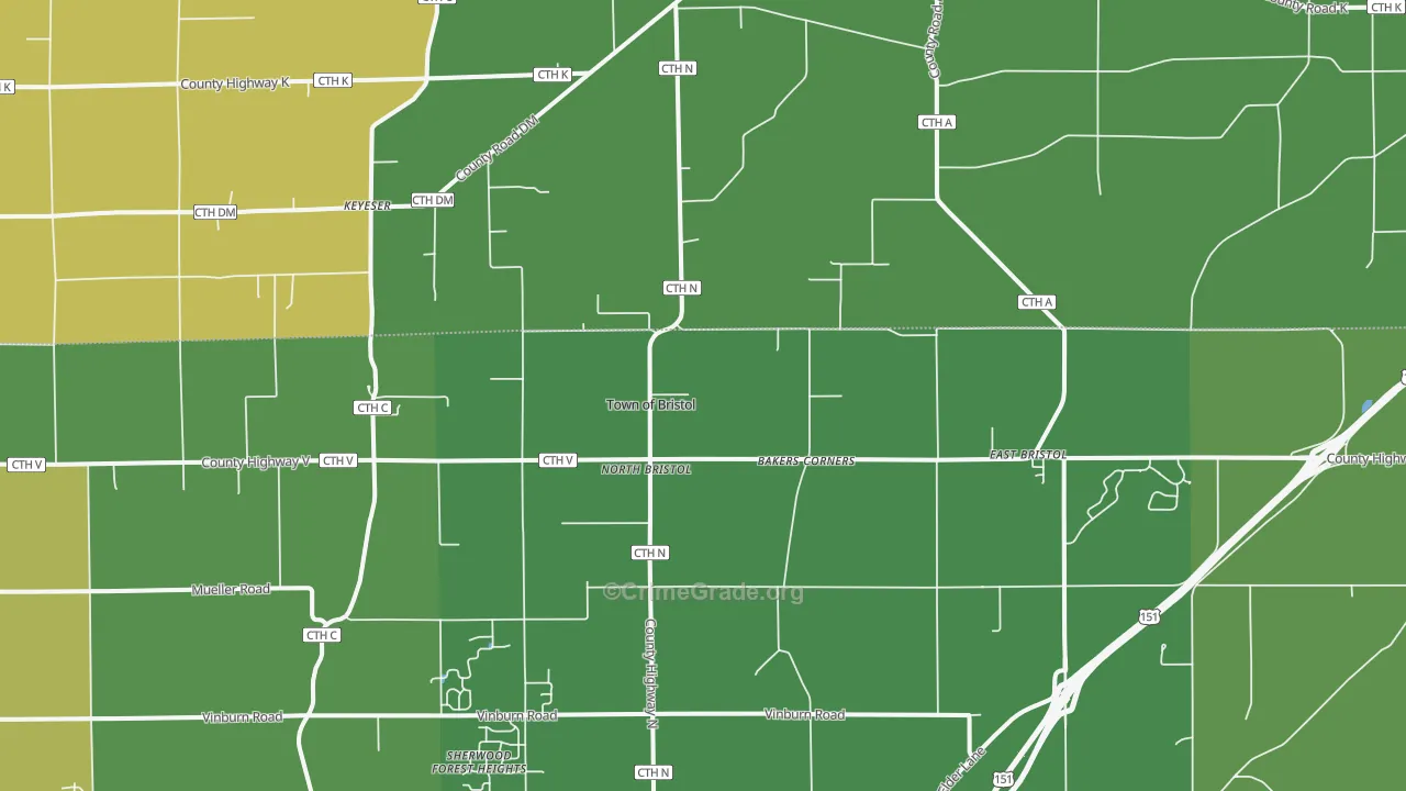 North Bristol, WI Map of Assault Rates