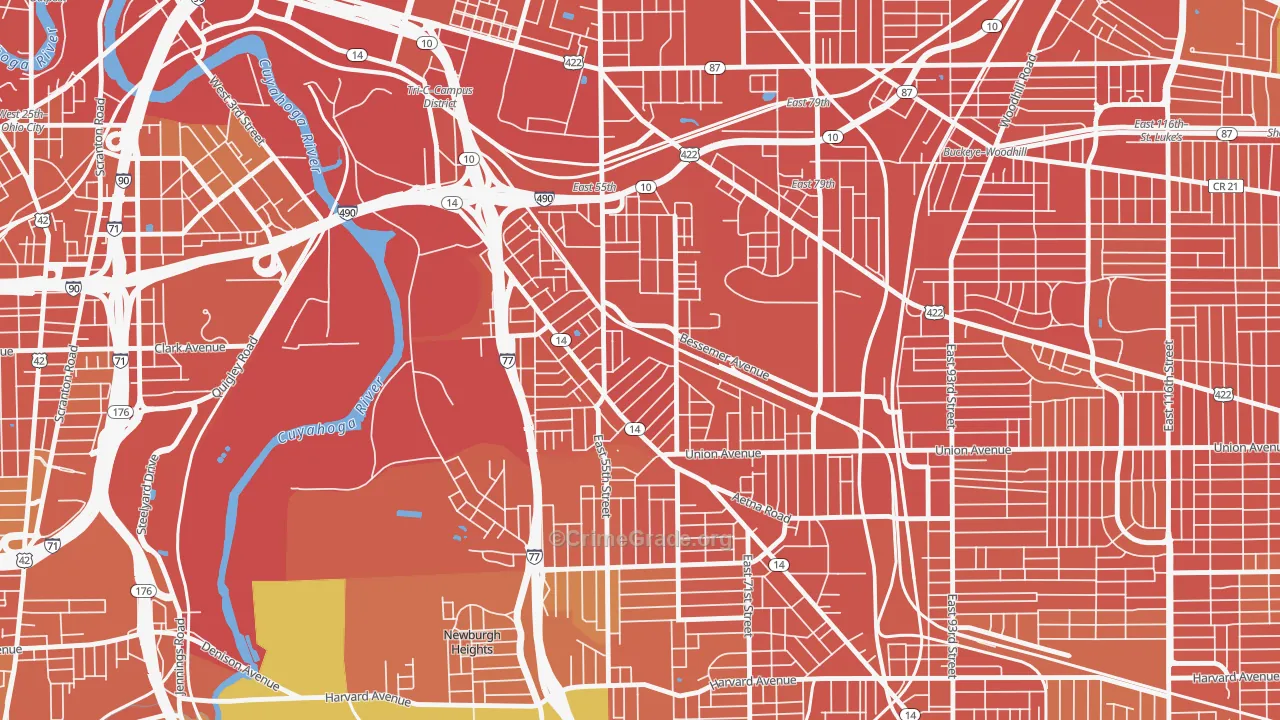 North Broadway, Cleveland, OH Map of Assault Rates