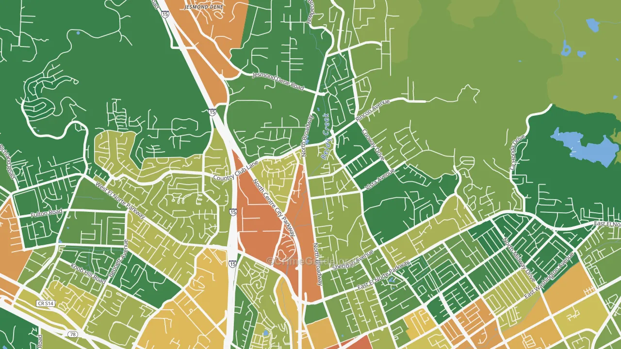 North Broadway, Escondido, CA Map of Assault Rates