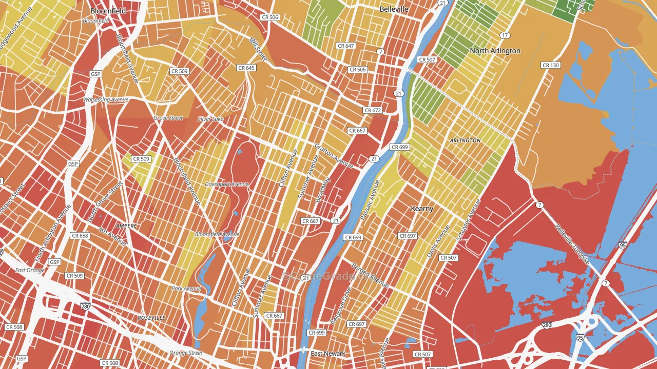 North Broadway, Newark, NJ Map of Assault Rates