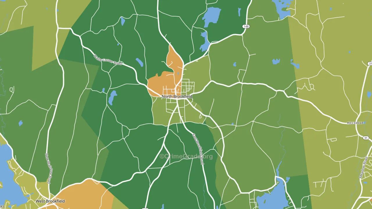 North Brookfield, MA Map of Assault Rates