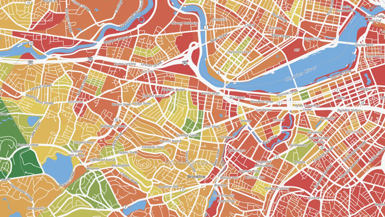 North Brookline, Brookline, MA Map of Assault Rates